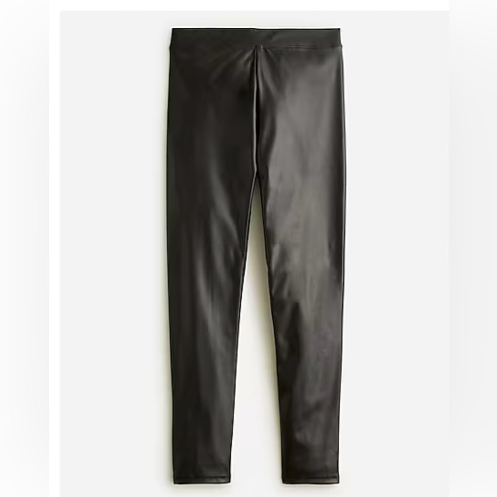 J crew crewcuts girls black faux leather leggings size 4 🖤